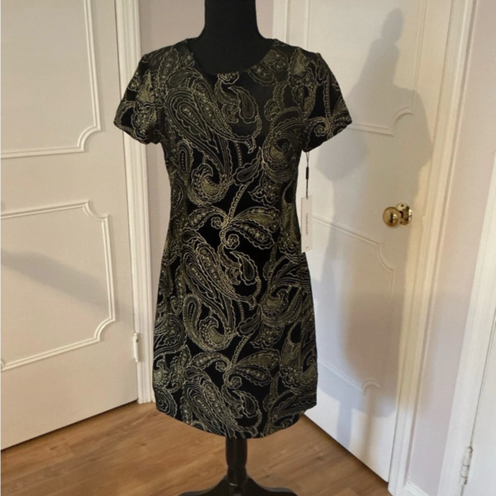 Calvin Klein Black and Gold Mini Dress